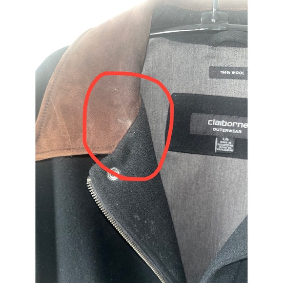 Claiborne Outerwear Black Wool  Timeless Heritage Jacket Suede Collar Men's L - Picture 7 of 11